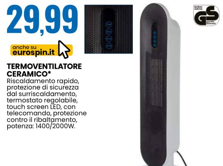 offerta eurospin termoventilatore ceramico